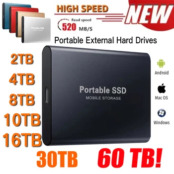 Přenosný SSD 1TB 2TB Externí Pevný Disk USB 3.1 Typ-C Solid State Pevný Disk, vysokorychlostní Zařízení pro Ukládání pro Notebooky/Pc/Mac