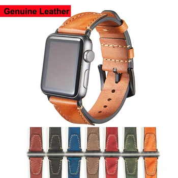 Vysoce Kvalitní Pravé Kůže Hodinky Kapela pro Apple Watch 44 mm 40 mm 42 mm 38 mm 7 Barev Watchband pro iWatch 6 SE 5 4 3 2 Popruh Pásu
