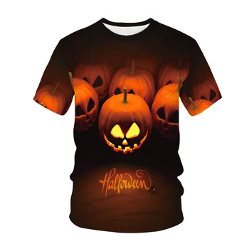 Letní-krátký rukáv 3d tištěné Halloween dýně Úšklebek pro muže a ženy módní nadrozměrné T-shirt