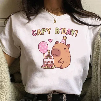 Kapybara tričko ženy streetwear comic designer t-košile, ženské manga oblečení